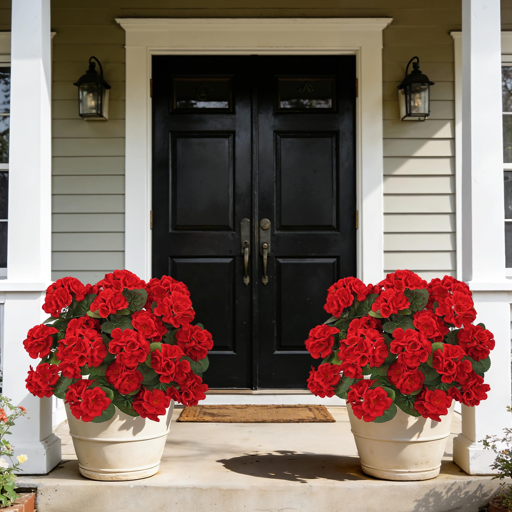 BlueCloudy Künstliche Blumen 6 Bündel Geranien Künstliche Pflanzen Kunstblumen Wie Echt Seidenblumen im Freien und Innen, UV-beständige Kunstpflanze Outdoor Wetterfest für Draußen Balkon Garten Tisch - 5