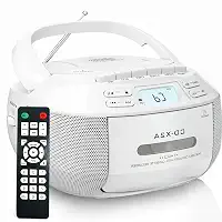 CD Player, 110V, Combo CD E Leitor de Cassete, Rádio AM FM Portátil, Radio CD Player com Bluetooth 5.1, Unidade Auxiliar/USB, Tensão Ajustável Manualmente Na parte Inferior da Unidade