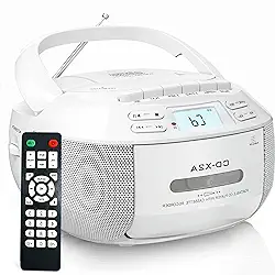 CD Player, 110V, Combo CD E Leitor de Cassete, Rádio AM FM Portátil, Radio CD Player com Bluetooth 5.1, Unidade Auxiliar/USB, Tensão Ajustável Manualmente Na parte Inferior da Unidade