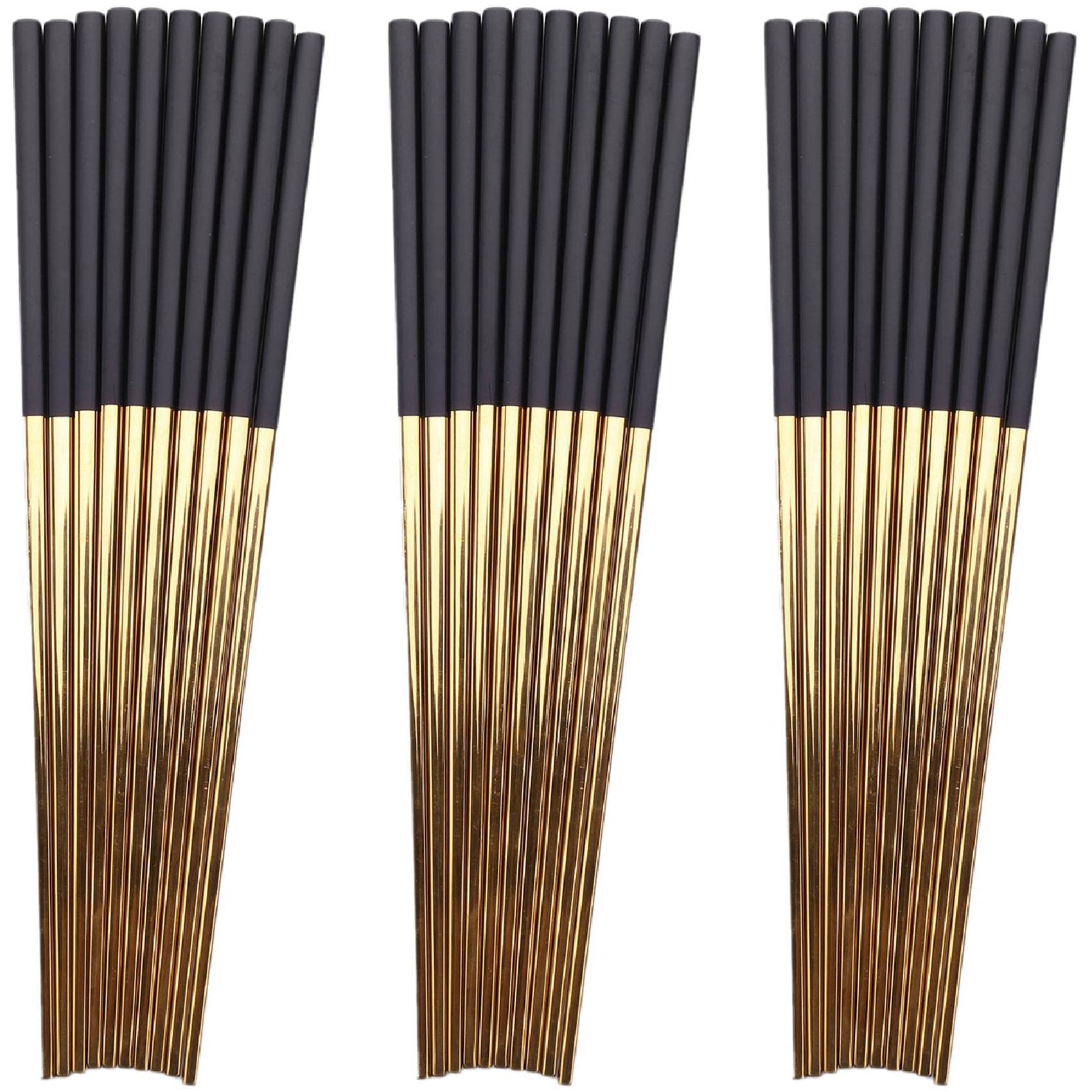 CRAKES Juego de 15 palillos de acero inoxidable chino, juego en chino juego de palos de metal negro para