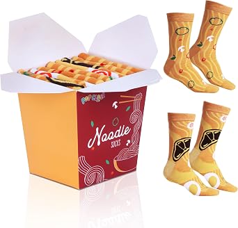 POPCRAZE Noodles/Ramen Socks 2 Pairs in Gift Box One Size Fits Most Novelty Socks Birthday Fathers Day Gift
