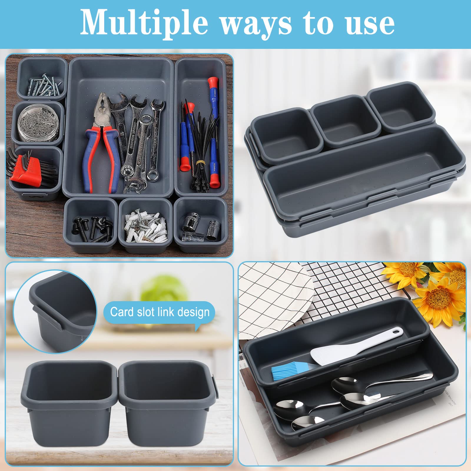 TIMESETL Schubladen-Organizer Set – 8 Teile In 3 Größen, Aus Kunststoff, Für Büro, Küche & Schminktisch