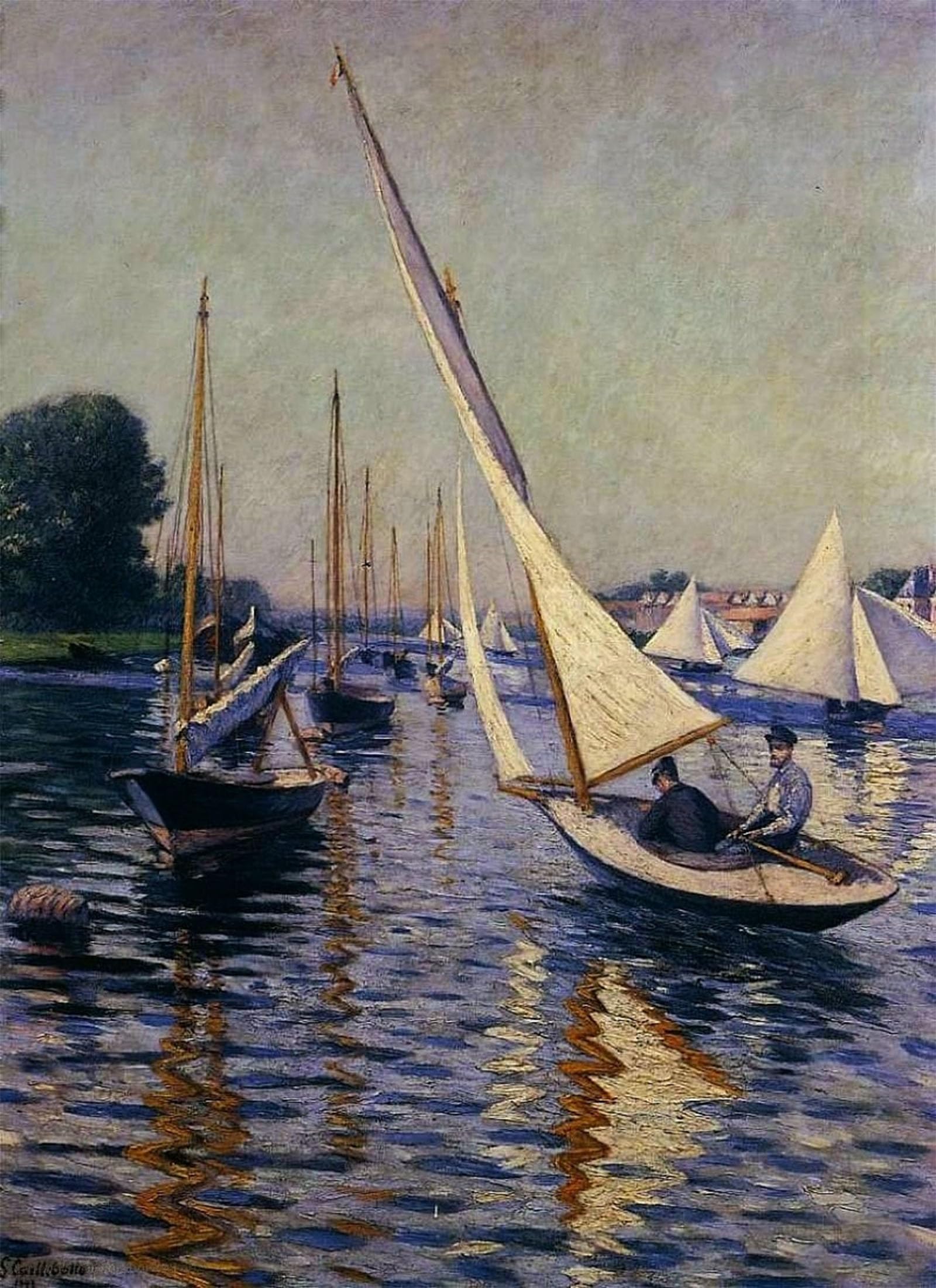 ARTXLXXBN Famous Painting Canvas Artwork Graffiti Print Regatta in Argenteuil by Gustave Caillebotte Portrait Canvas Image for Home Decor 60x90cm