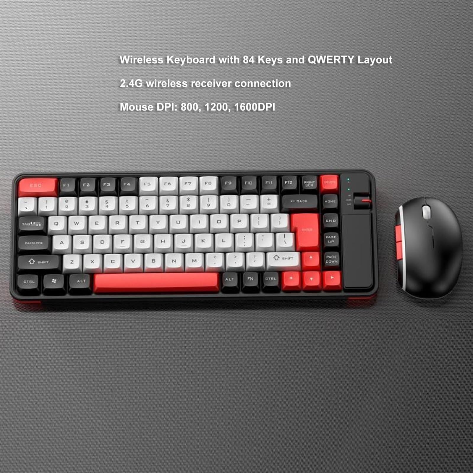 Klawiatura Mysz Zestaw Klawiatury I Myszy Do Gier 84 Klawisze Z Odbiornikiem USB Laptopa Zestaw(Rot)