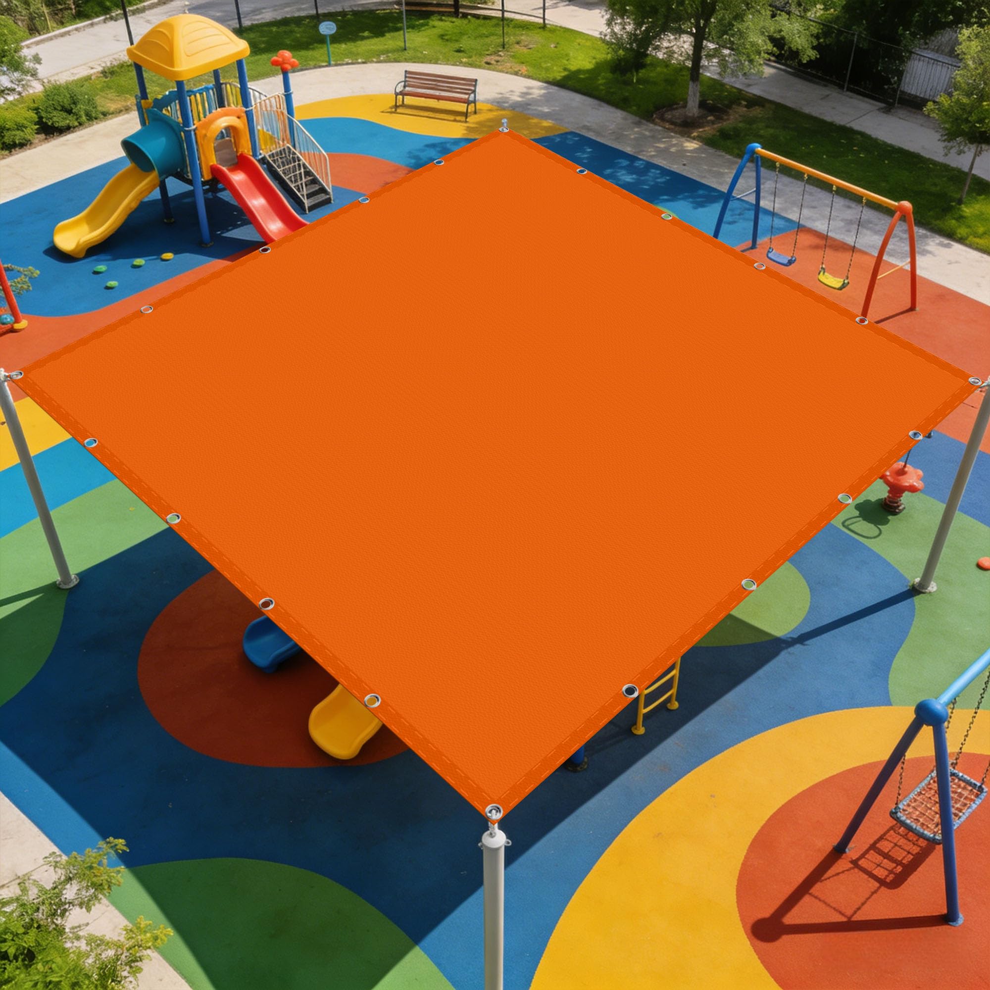 Voiles ombrages rectangulaire 140x380 cm orange en polyester antidéchirure pour terrasse
