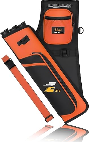 Miniatura 42 de SUNYA Carcaj de cadera de tiro con arco para flechas. Incluye 3 tubos de soporte de flecha, bolsillos de accesorios y cinturón de cintura. Apto