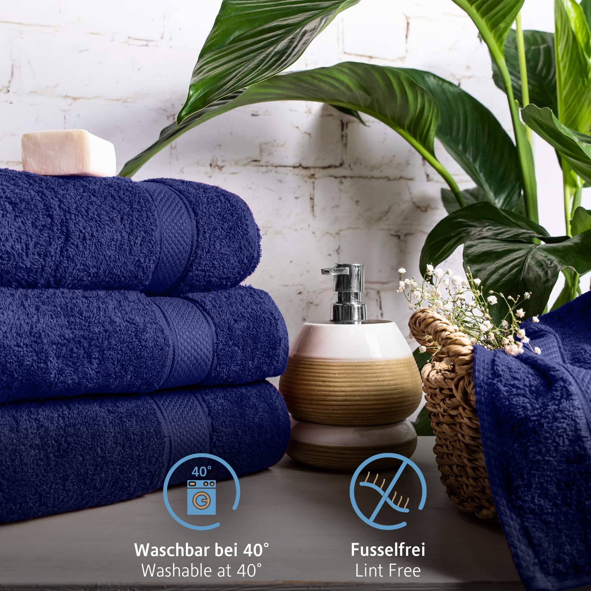 Komfortec Frottee Badetuch & Handtuchset Groß 100% Baumwolle - Weiche Schnelltrocknend Navy Blau (Towel) 4er-50x100-und-4er-70x140-navyblau 4 Handtücher und 4 Badetücher