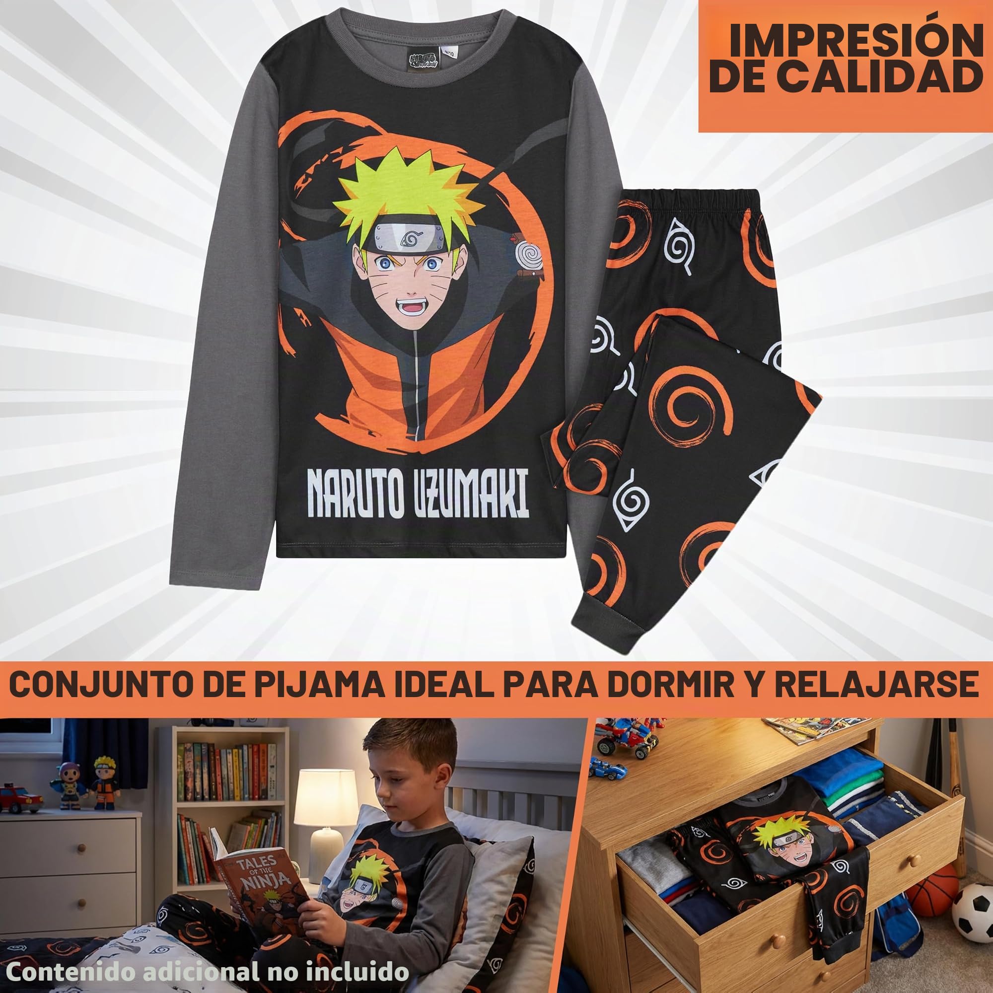 Get Trend Pijama Invierno Niño y Adolescente con Personajes Animados, Pijamas Manga Larga 2 Piezas, 3-15 Años, Ropa de Dormir