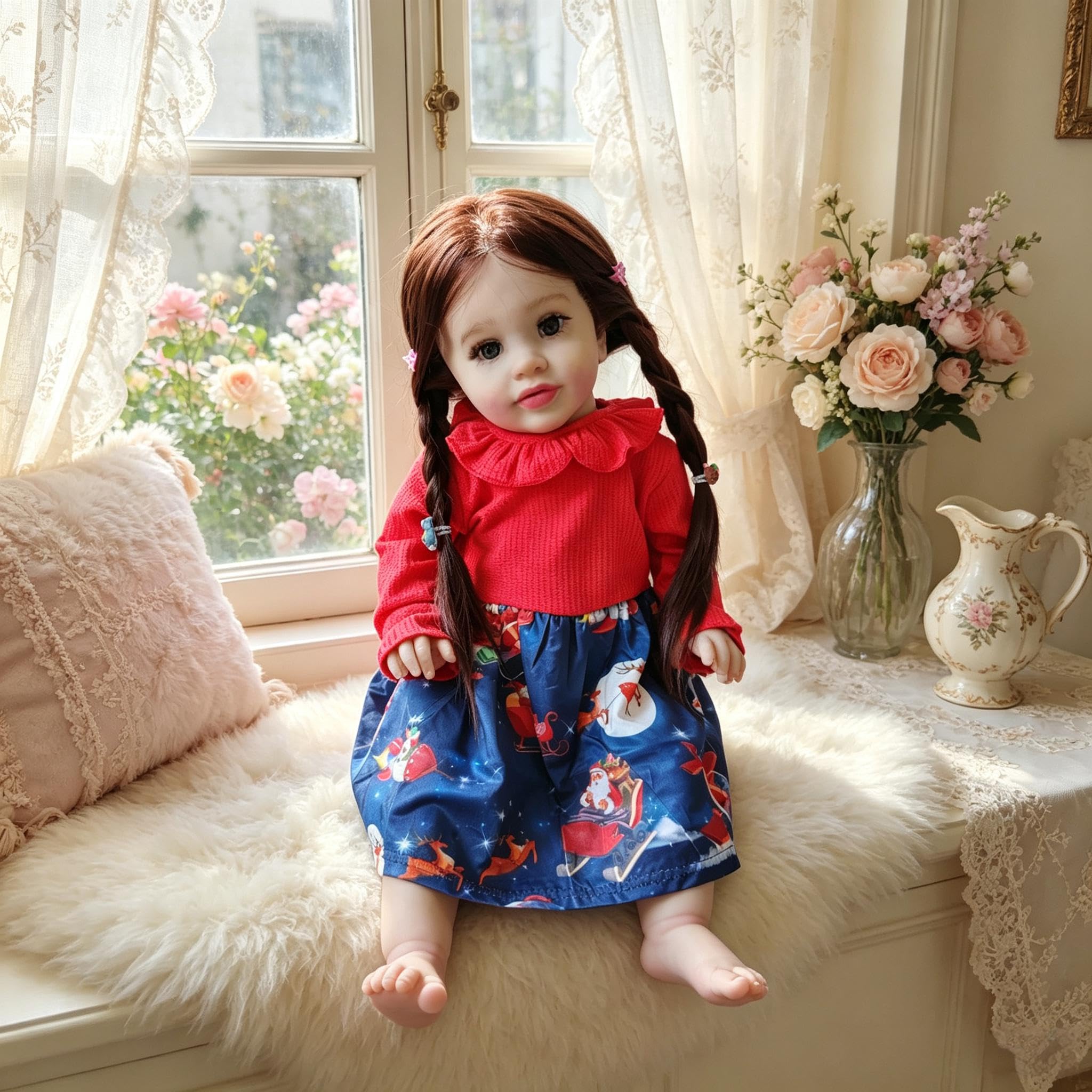 RXDOLL Realistische Reborn Kleinkind-Puppen Mädchen Pippa 66 cm große Größe Reborn Babypuppen aus weichem Vinyl-Tuch Körper lebensechte Kleinkind-Puppe mit verwurzelten Haaren für Kinder Mädchen