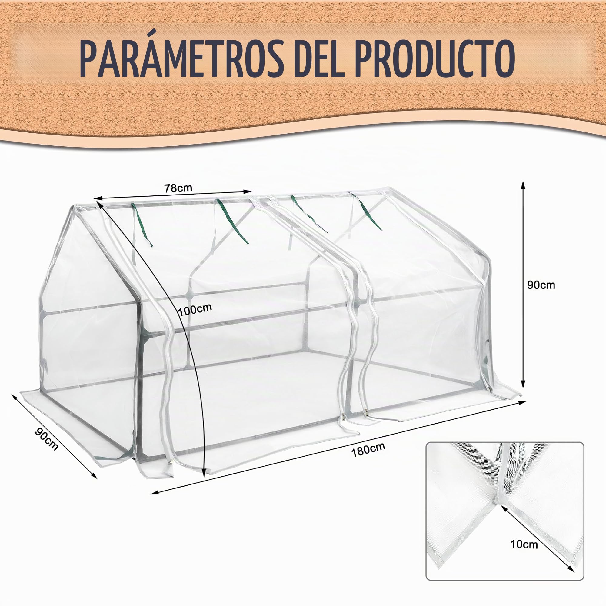 Froadp Invernadero pequeño para tomates de fibra de vidrio y estructura de hierro, 180 x 90 x 90 cm, con 2 puertas enrollables, para jardín, balcón, terraza, patio