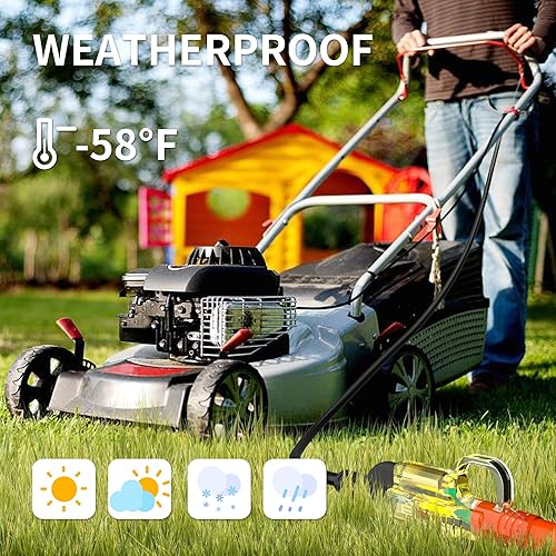 Miniatura 7 de Cable de extensión para exteriores 123 de 500 pies, impermeable, resistente con extremo iluminado, calibre 12, 3 puntas, cable de alimentación largo