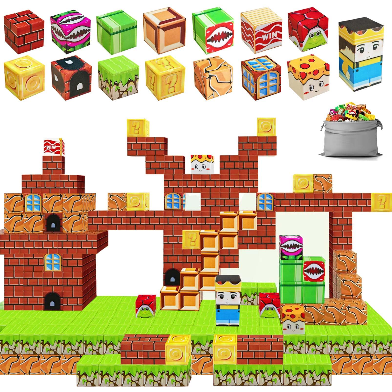 Magnetic Building Blocks, 64 Pieces Magnets Block, STEM Montessori Magnetic Toy, Build Magnets World Set, Educational Toy for Boys and Girls from 3 Years