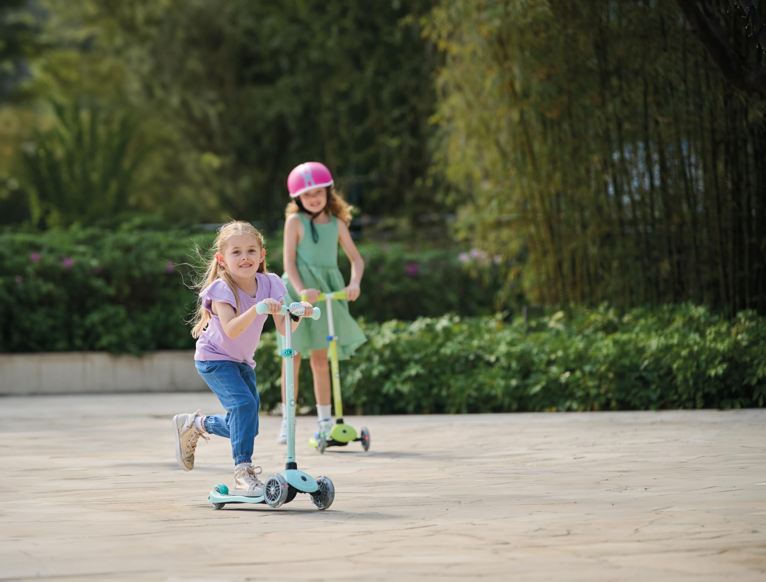 GLOBBER Primo Lights – Tretroller Kinder, 120/80 mm, ABEC 9, 3-rädrig, höhenverstellbar, LED-Leuchtrollen