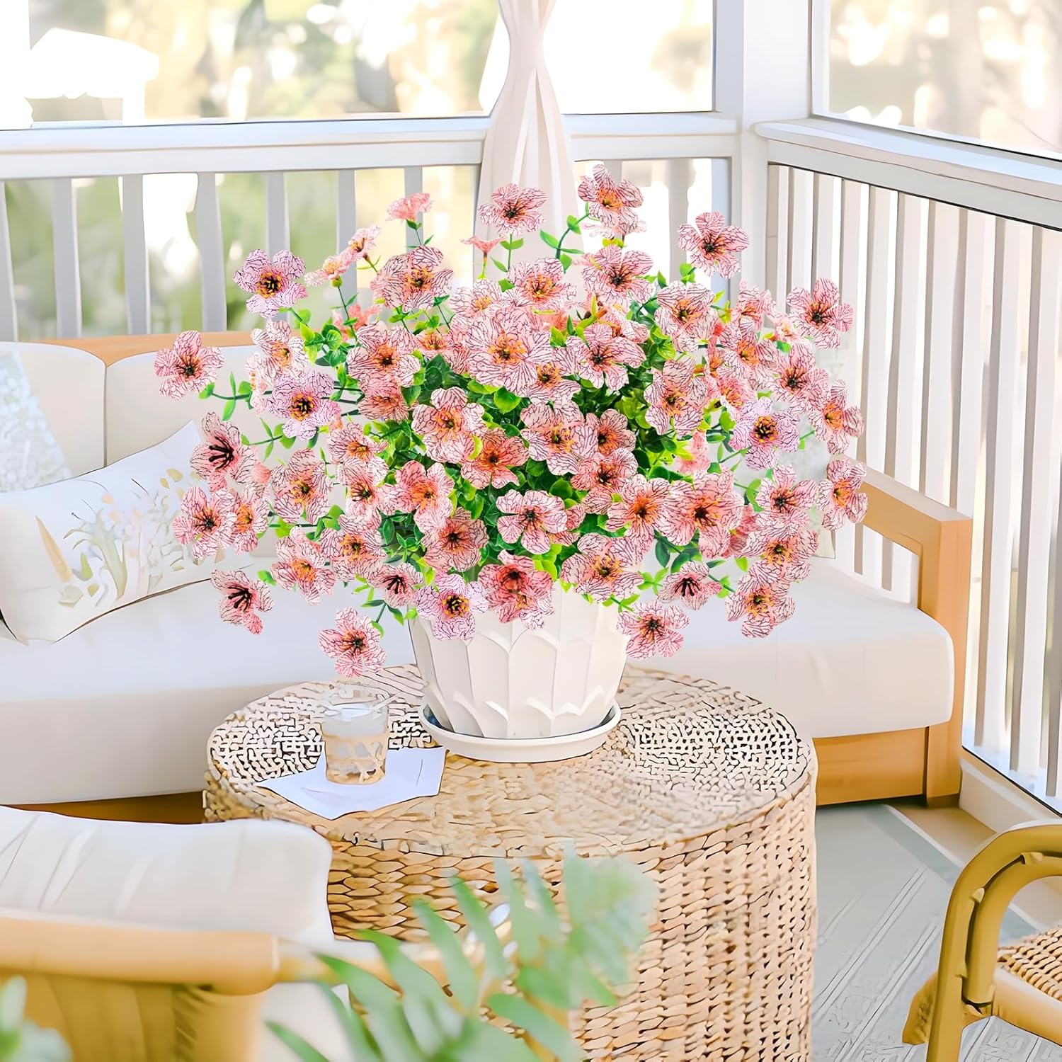 Agusbagli 10 Bundles Artificial Flowers Outdoor UV Resistant Fake Flowers No Fade Faux Plastic Greenery Shrub Plants for Wedding Home Garden Window Box Fireplace Thanksgiving Christmas Decor, Pink - Image 2