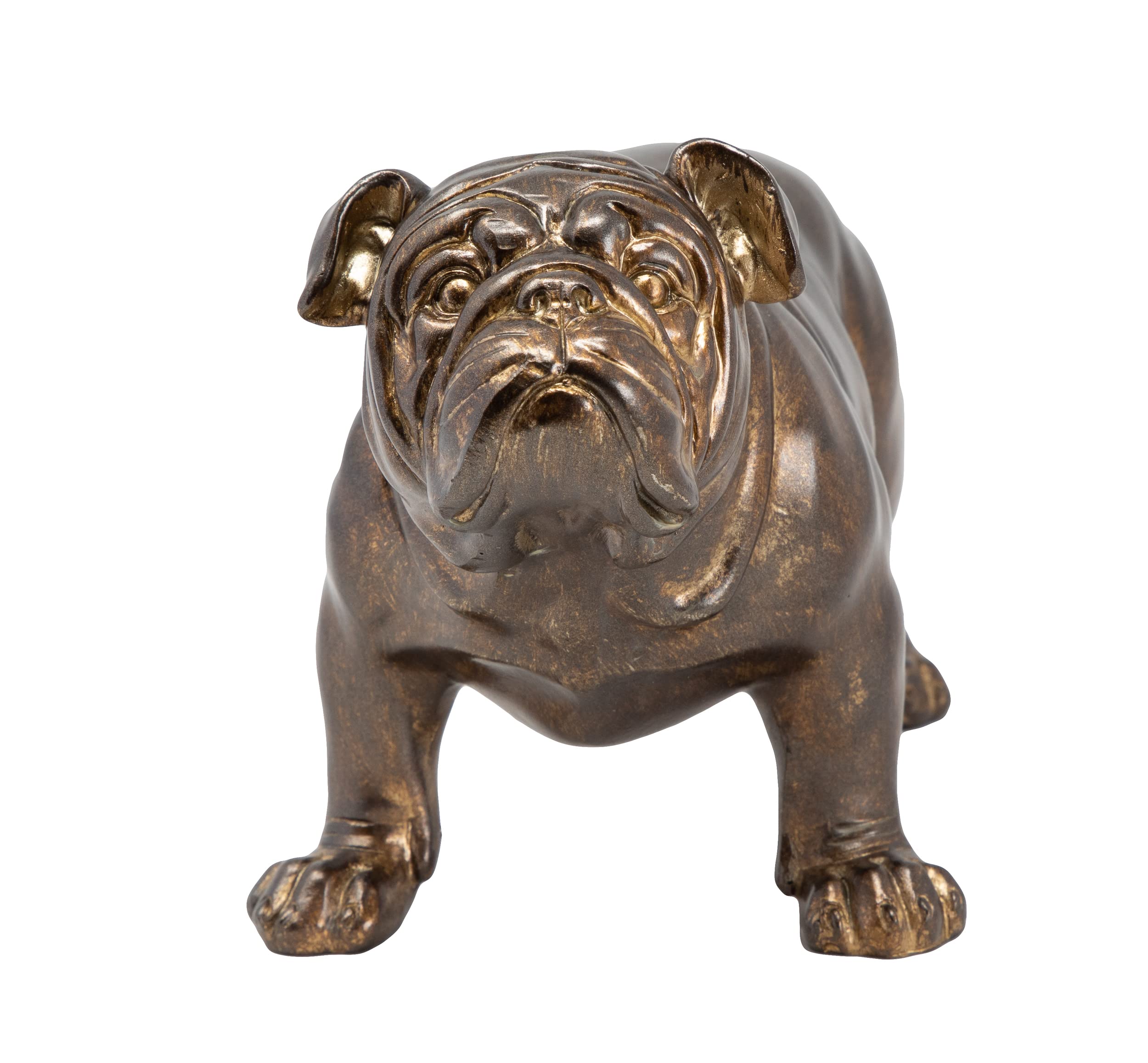 Sculpture en résine bronzée bouledogue britannique décoration classique chien debout finition bronze antique