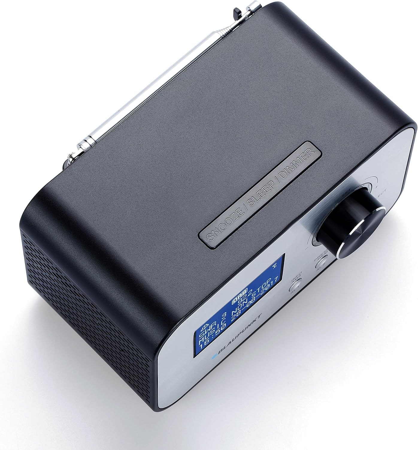 Жогорку view of BLAUPUNKT CLRD 30 clock radio with telescopic antenna extended