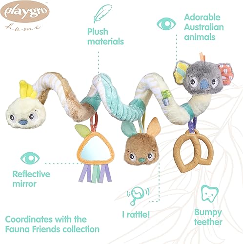 Miniatura 2 de Playgro Fauna Friends Twirly Whirly - Juguete de actividad en espiral interactivo para bebés, con adorables personajes engreídos, koala y canguro,