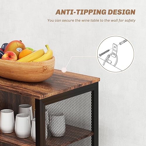 Miniatura 8 de HOMCOM Armario de bar de vinos con estación de carga y luces LED, gabinete de licor industrial de 47 pulgadas para el hogar, mesa de vino con