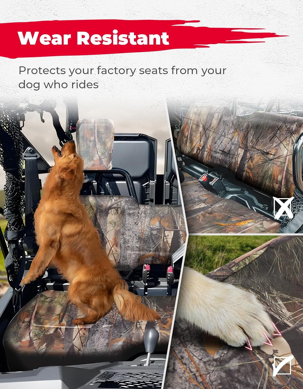 KEMIMOTO UTV Seat Covers Compatible with 2014-2025 Pioneer 700 700-4, All-Weather Protection, UV Scratch Resistant, Water-Resistant 1680D Oxford Fabric, Anti-Slip Secure Fit, Accessories (Camo Color)