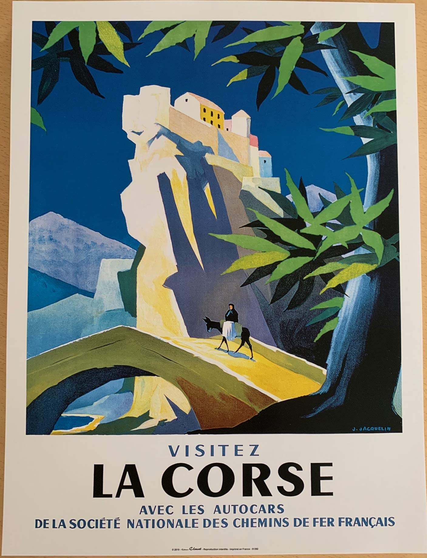 Affiche de voyage Visitez LA Corse Jacquelin 30x40cm déco murale rétro