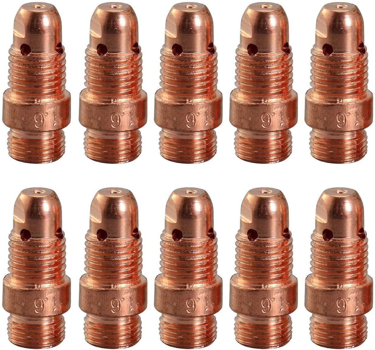 RIVERWELD TIG Stubby Collet Bodies 17CB20 1.6mm Orifice for PTA DB SR WP 17 18 26 TIG Welding Torch Pack of 10