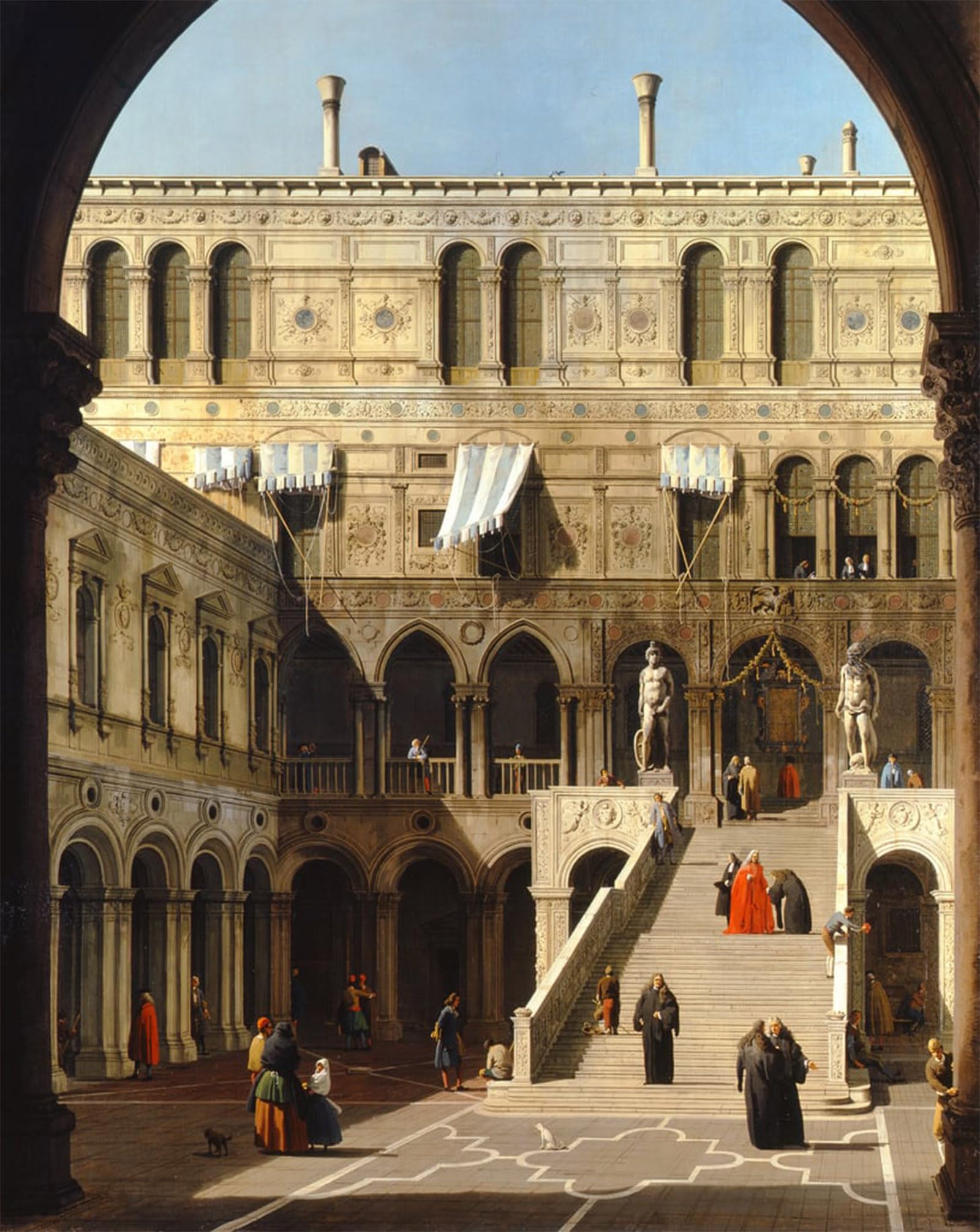 SERENDIPITP Vintage Picture Print on Canvas Wall Art Poster the Ducal Palaceese the Dei Giganti by Canaletto Artwork Print Poster for Wall Decor 60x90cm