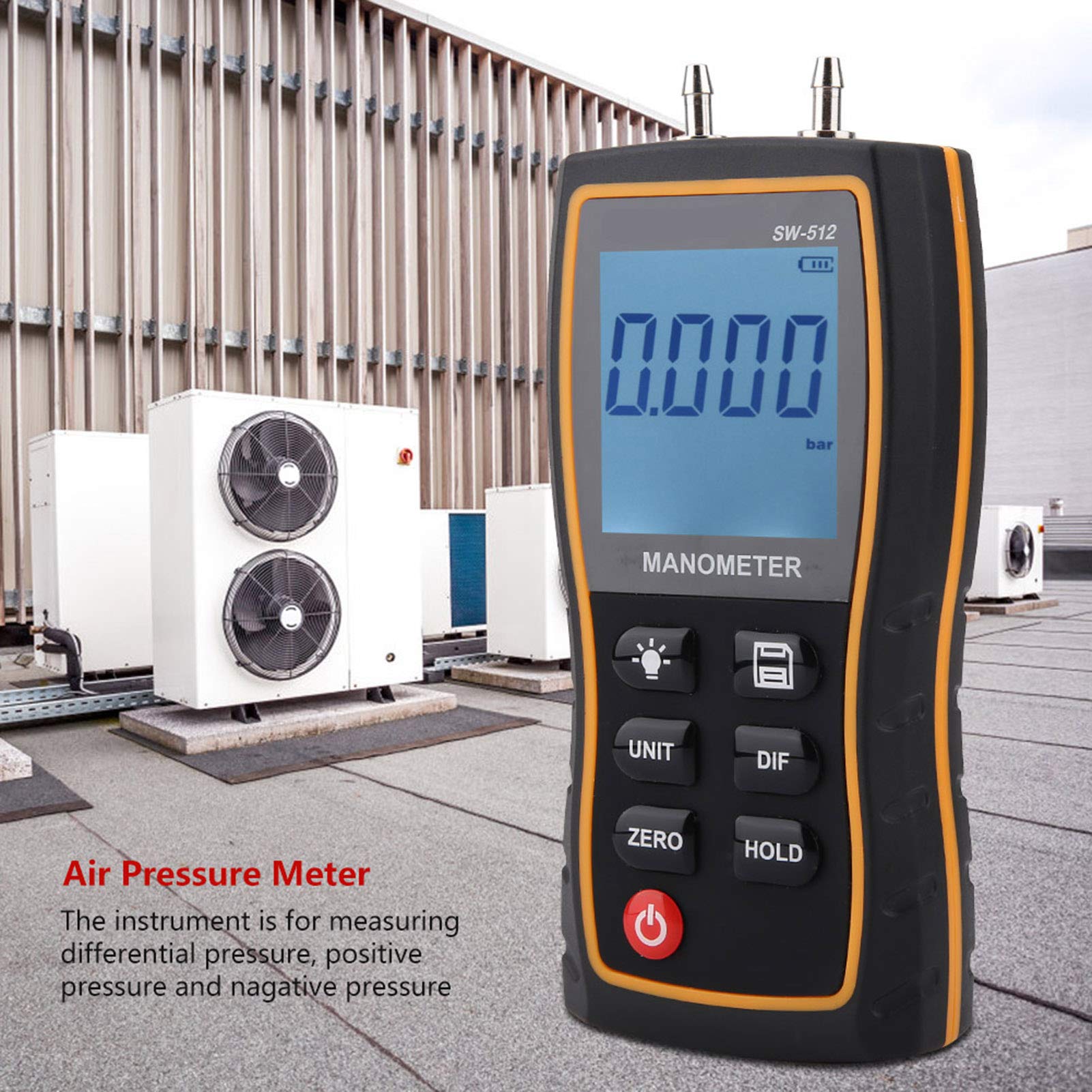 Compteur de Pression d'air, Manomètre Numérique de Haute Précision, Outil de Mesure de la Pression d'air, Mesure de la Pression Différentielle, Positive et, Jauges