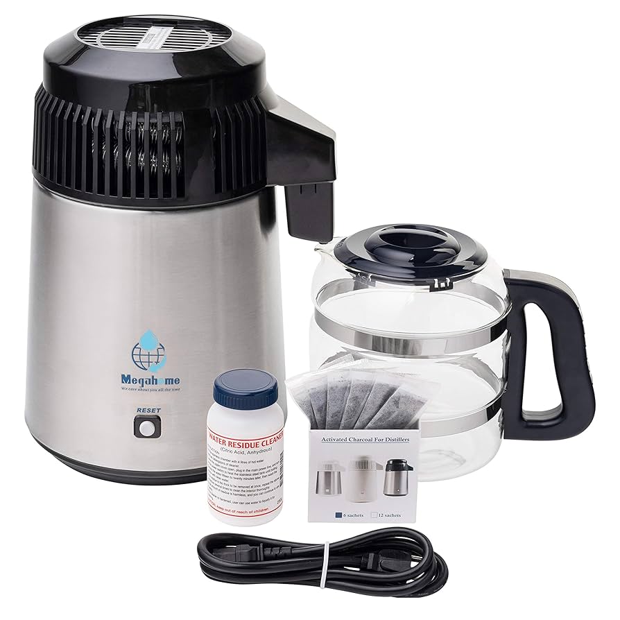 Megahome Water Distiller　蒸留水器 Megahome Countertop Water Distiller Stainless, Glass