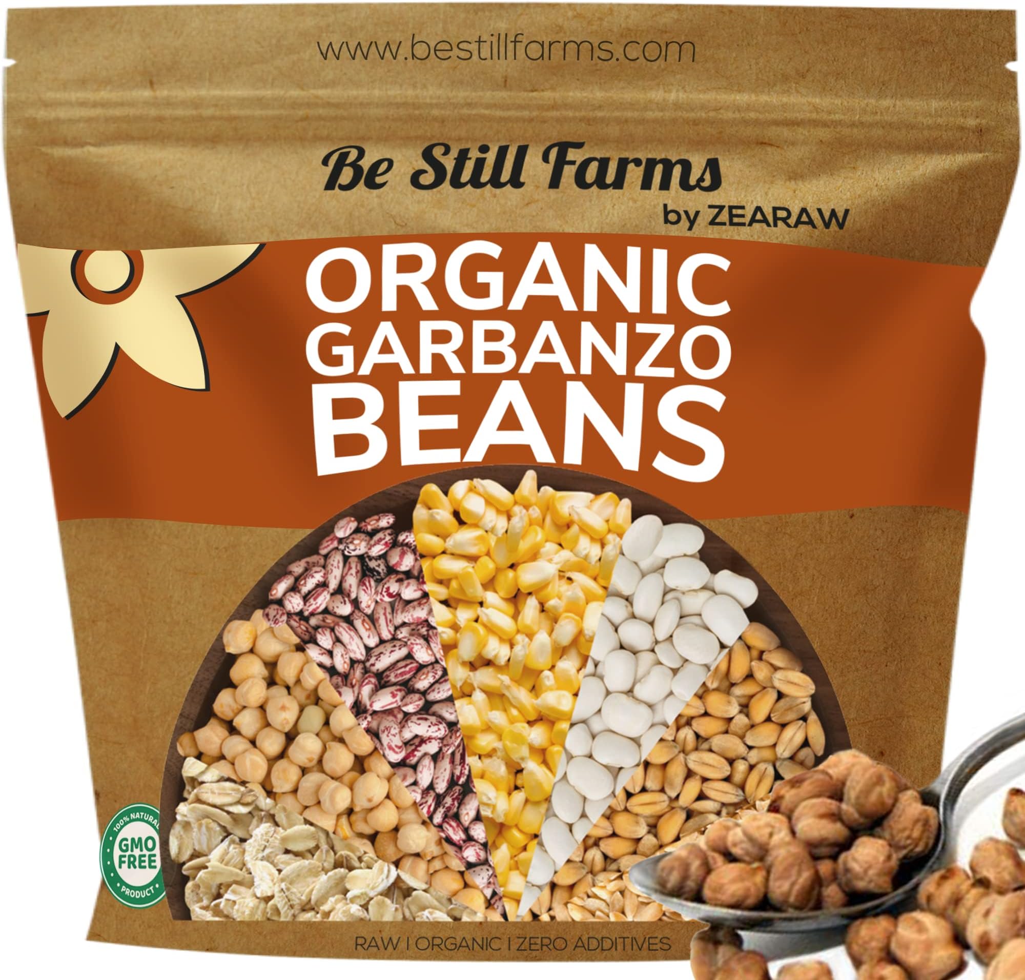 Be Still Farms Organic Chickpeas Garbanzo Beans Dry 4.8 lb - Dried Chick Peas - Great Protein for Tofu, Tahini - Similar to Soy Beans | USDA Certified | Vegan | Non-GMO | Gluten Free