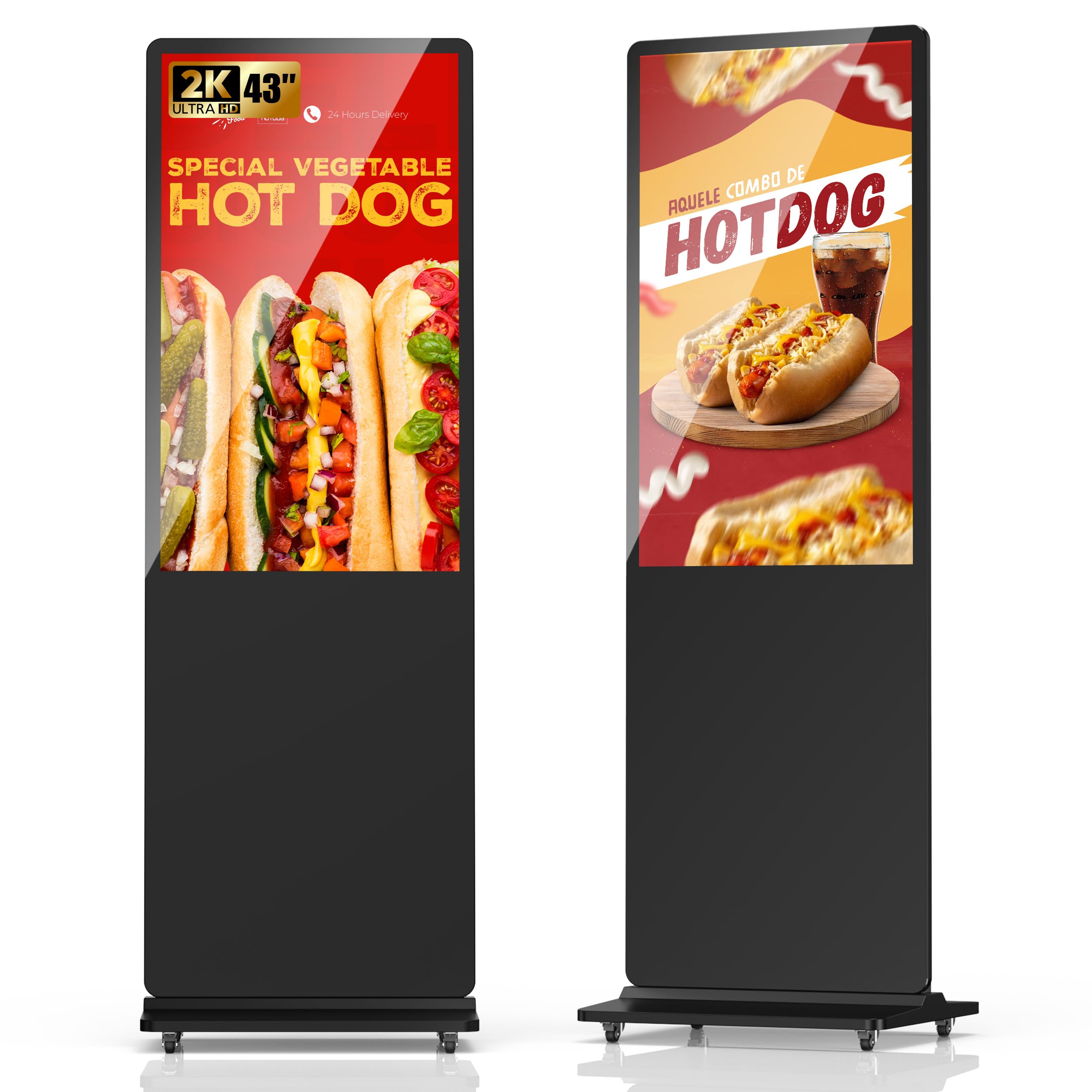Monitor Pubblicitario, 43 Pollici LCD Digitale Display interna, FHD Schermo Pubblicitario, Supporto USB/HDMI/WiFi/Android OS, Adatto per Ristorante, Negozi, Centro Commerciale