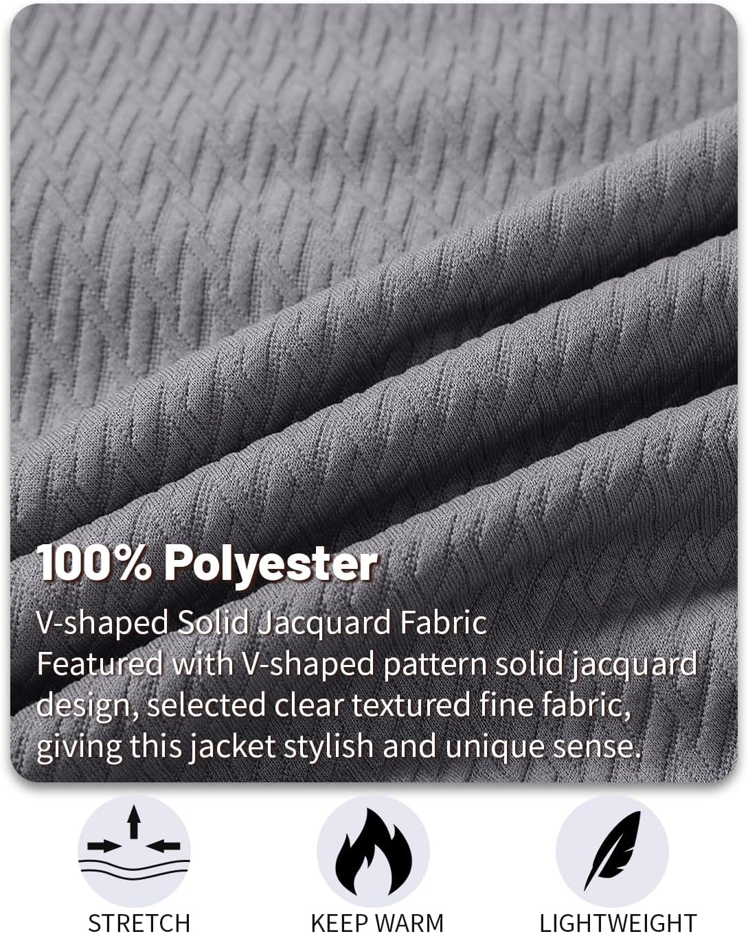 Wizoat Mens Casual Jacket Loose Fit Lightweight Jacket Varsity Bomber Jacket with Zipper - Image 4