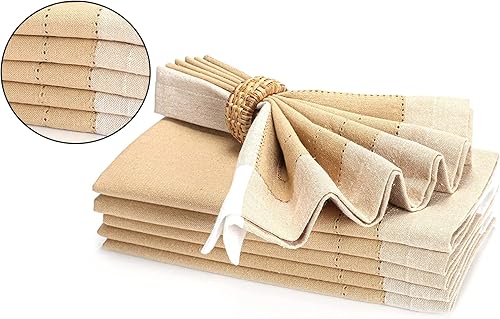 Miniatura 66 de Servilletas de lino y algodón de 18 x 18 pulgadas natural con vainica, servilletas de boda, servilletas de cóctel, servilletas de tela, servilletas