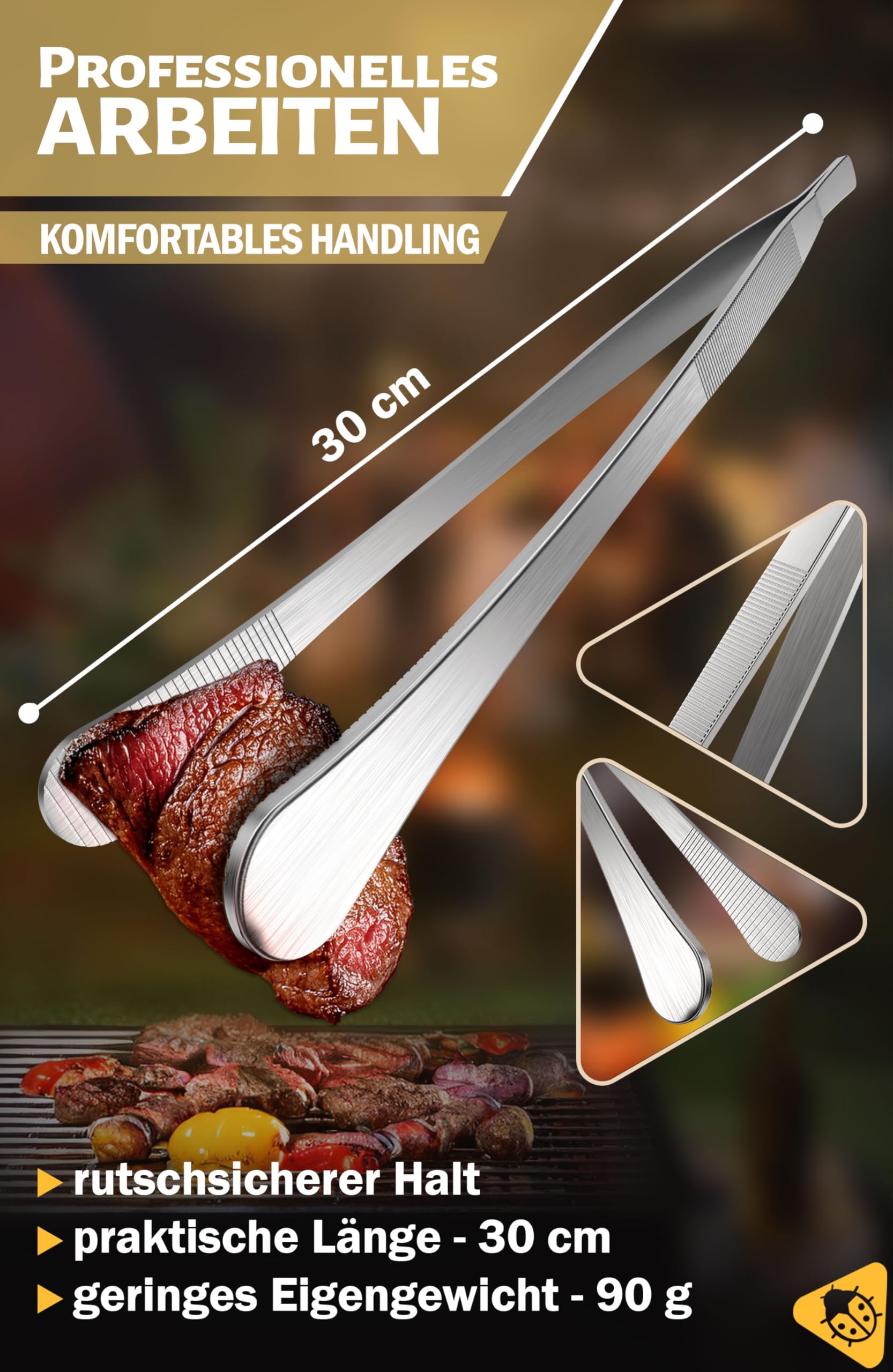 Menz Kookpincet - kooktang roestvrij staal, pincet keuken 30 cm