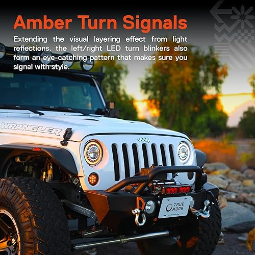 Miniatura 3 de TRUE MODS - Faros delanteros LED redondos de 7 pulgadas H6024 Aprobado por DOT haz sellado alto Compatible con Jeep Wrangler JK JKU TJ LJ Chevy Ford