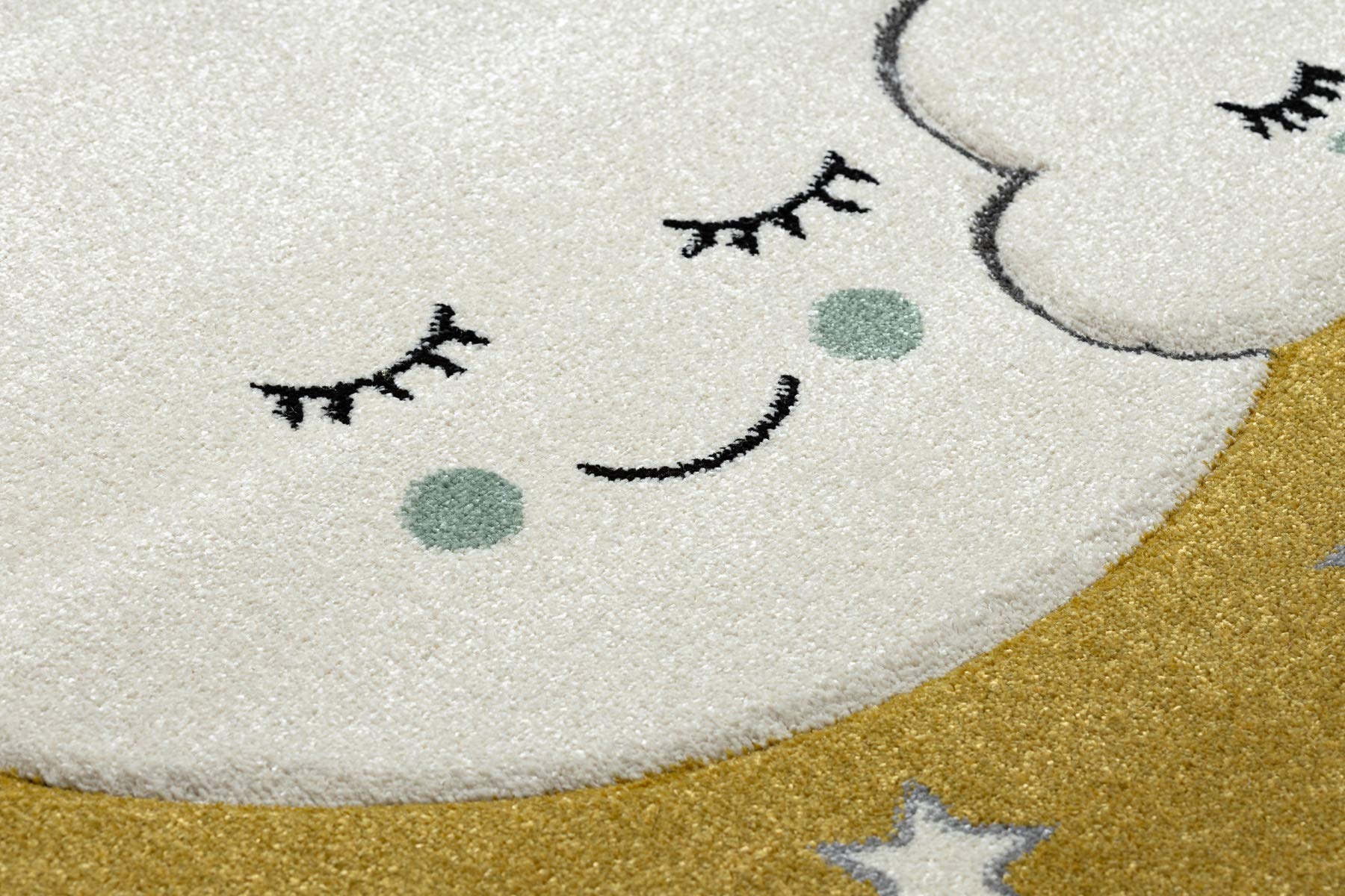 Dywan dziecięcy Petit Moon gwiazdy, chmury złoty 140x190 cm