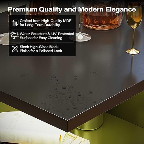 Miniatura 6 de LAUSAINT HOME Mesa auxiliar LED con almacenamiento, moderna mesa de centro iluminada de 2 niveles con aplicación y control remoto, más de 60,000