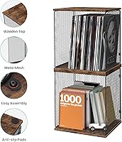 Vista 8 de ELITEROO Vinyl Record Storage, DIY Stackable Album Storage Box, Holds 40-55 Records, Wooden Cube Organizer Crate, Record Cabinet for Vinyl, Books
