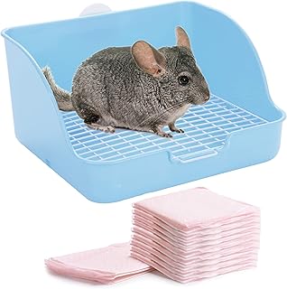 CALPALMY Rabbit Litter Box with Bonus Pads, Drawer, Corner Toilet Box and Bigger Pet Pan for Adult Guinea Pigs, Chinchill...