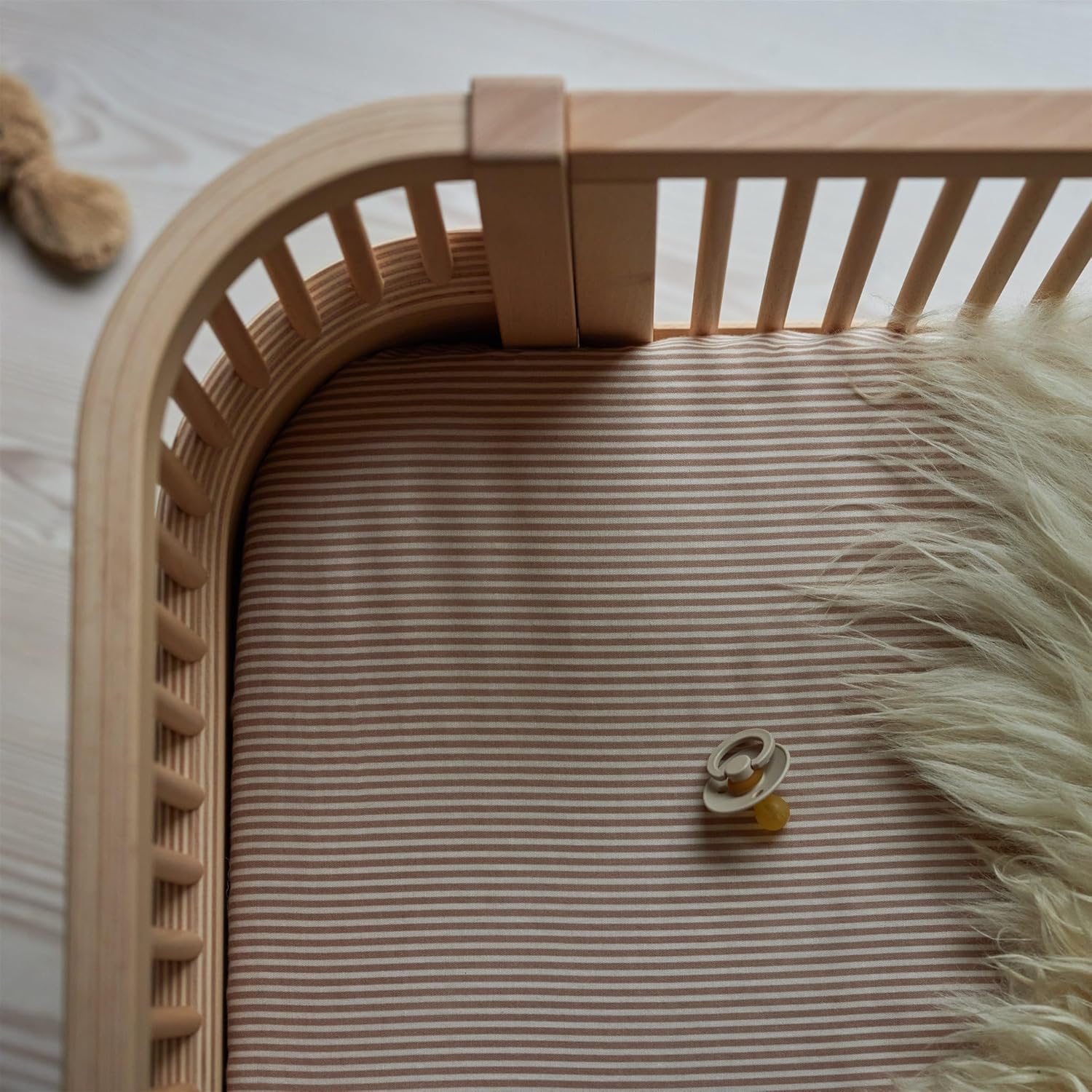 Crib Sheets – Organic Cotton Muslin Fitted Crib Sheet – Standard Size for Baby Boy and Baby Girl 28" x 52" Ultra-Soft and Breathable. 2-Pack(Fog/Stripe)