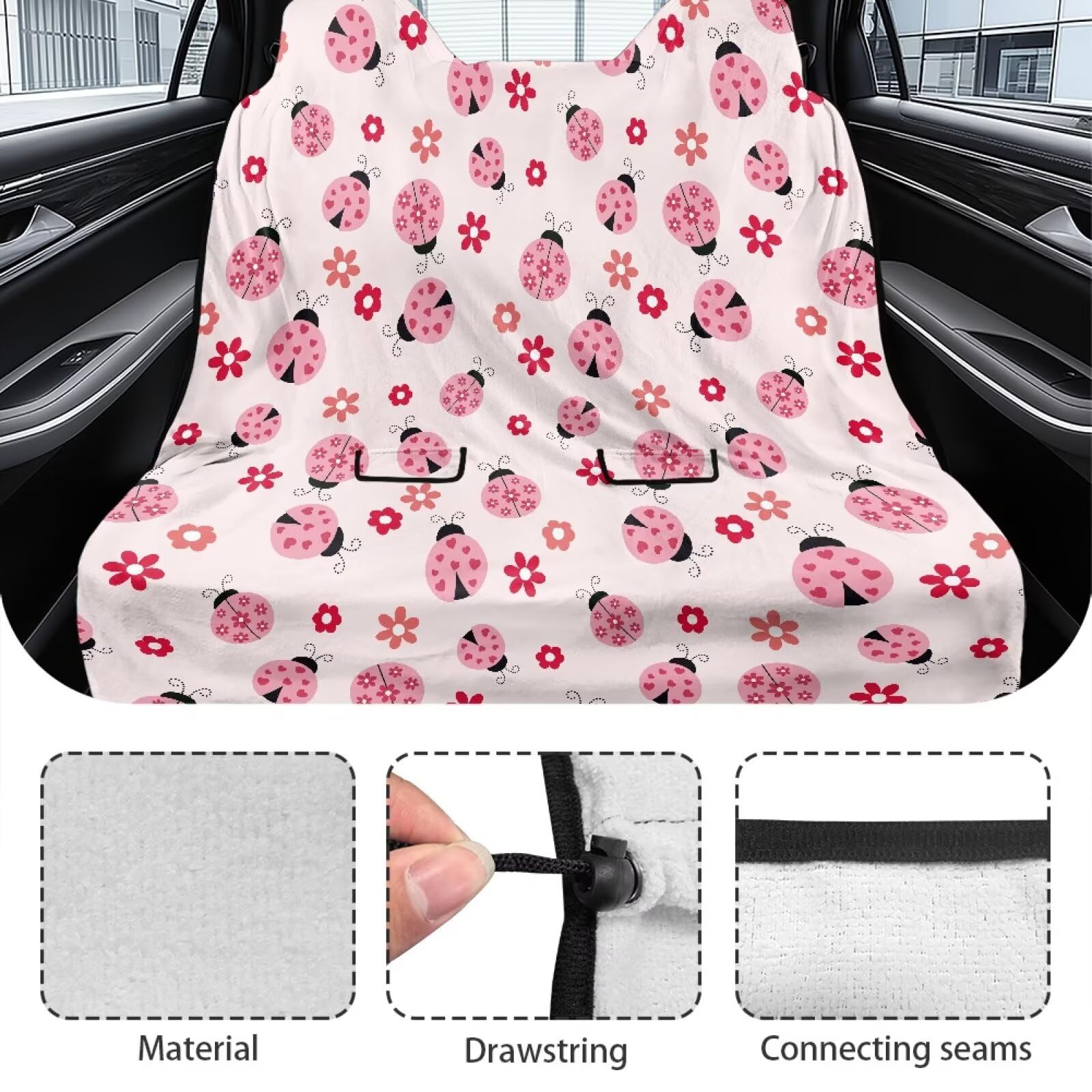 Renewold Pet Car Seat Cover - Water-Resistant Bench Towel With Drawstring For Dogs, SUVs, & Travel (Hippie Daisy Design)