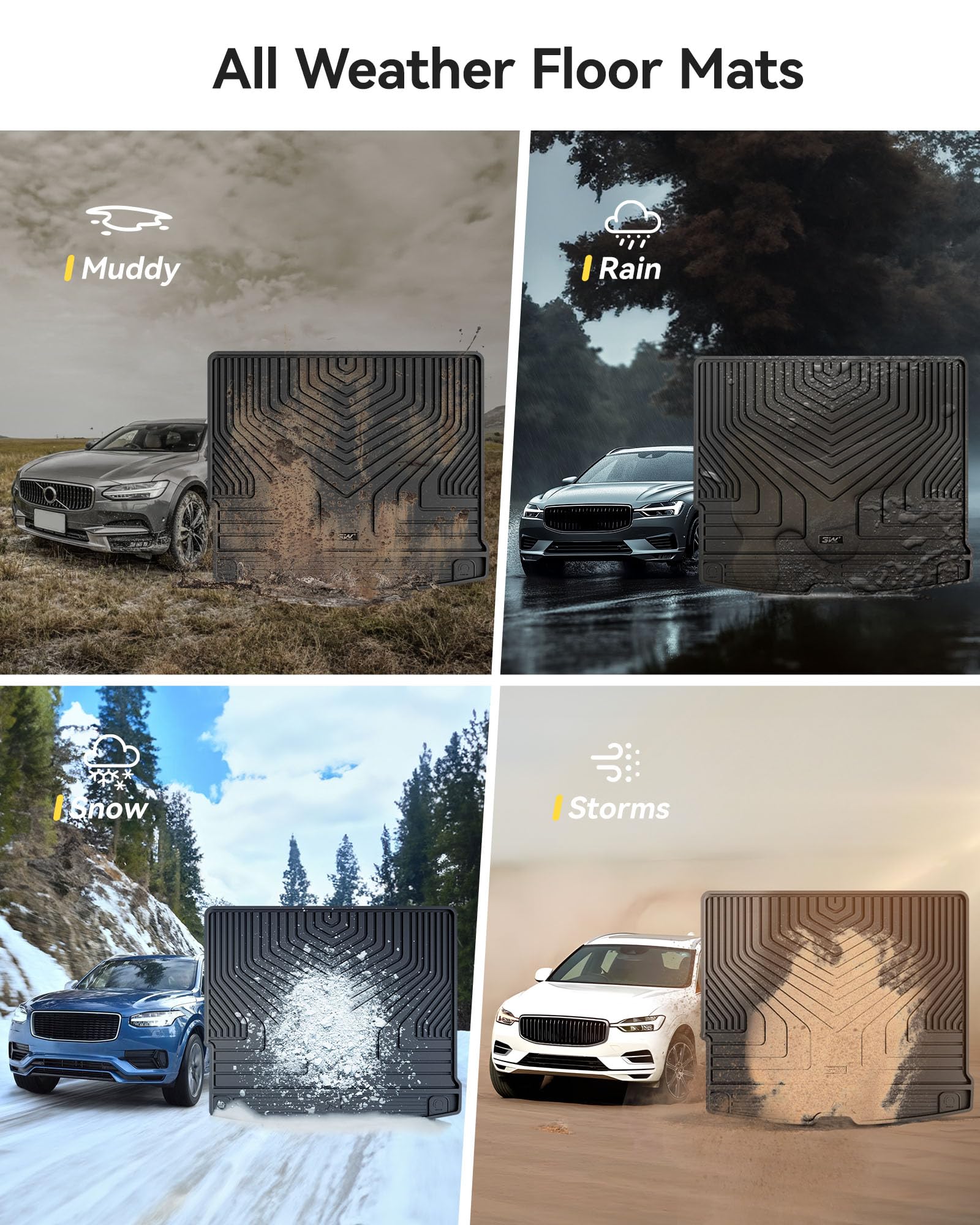 3W Mata Bagażnika dla VOLVO XC60 2018-2025 2026, Wodoodporne i Wytrzymałe Maty ochronne Bagażnika Psów z Thorex™, Tyłu Zrównoważające Uderzenia dla VOLVO XC60