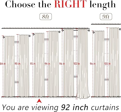 Miniatura 4 de XTMYI - Juego de 2 paneles de cortinas de lino con pestaña trasera, cortinas traslúcidas para ventana, sala de estar y habitación, 50 x 92 pulgadas