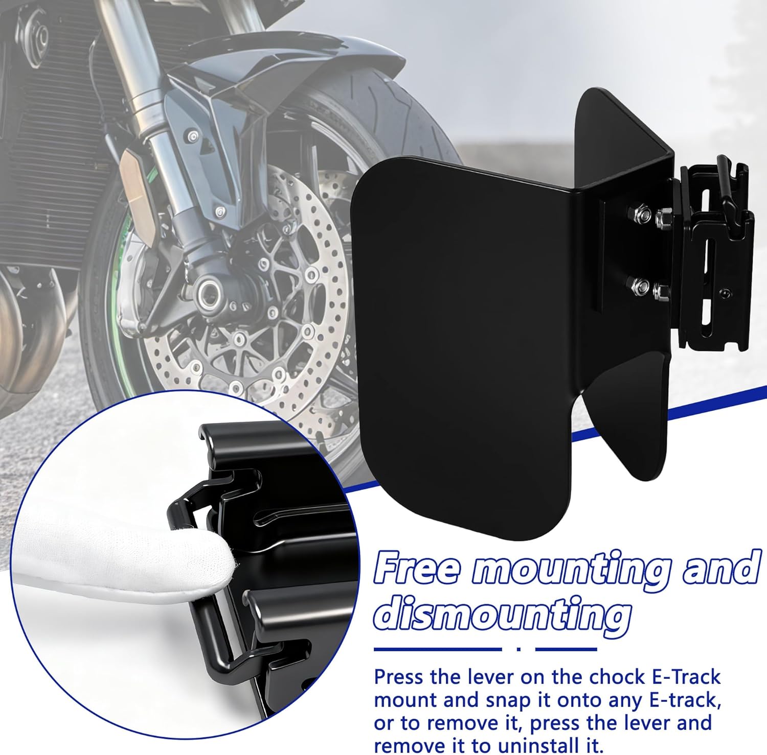 dreamdragon Wheel Chock for E-Track System, E-Track Accessories Compatible with Motorcycle, Bikes, Enclosed Trailer,Garages Trailers, Wall Mount Supports Tires up to 6 inch Wide