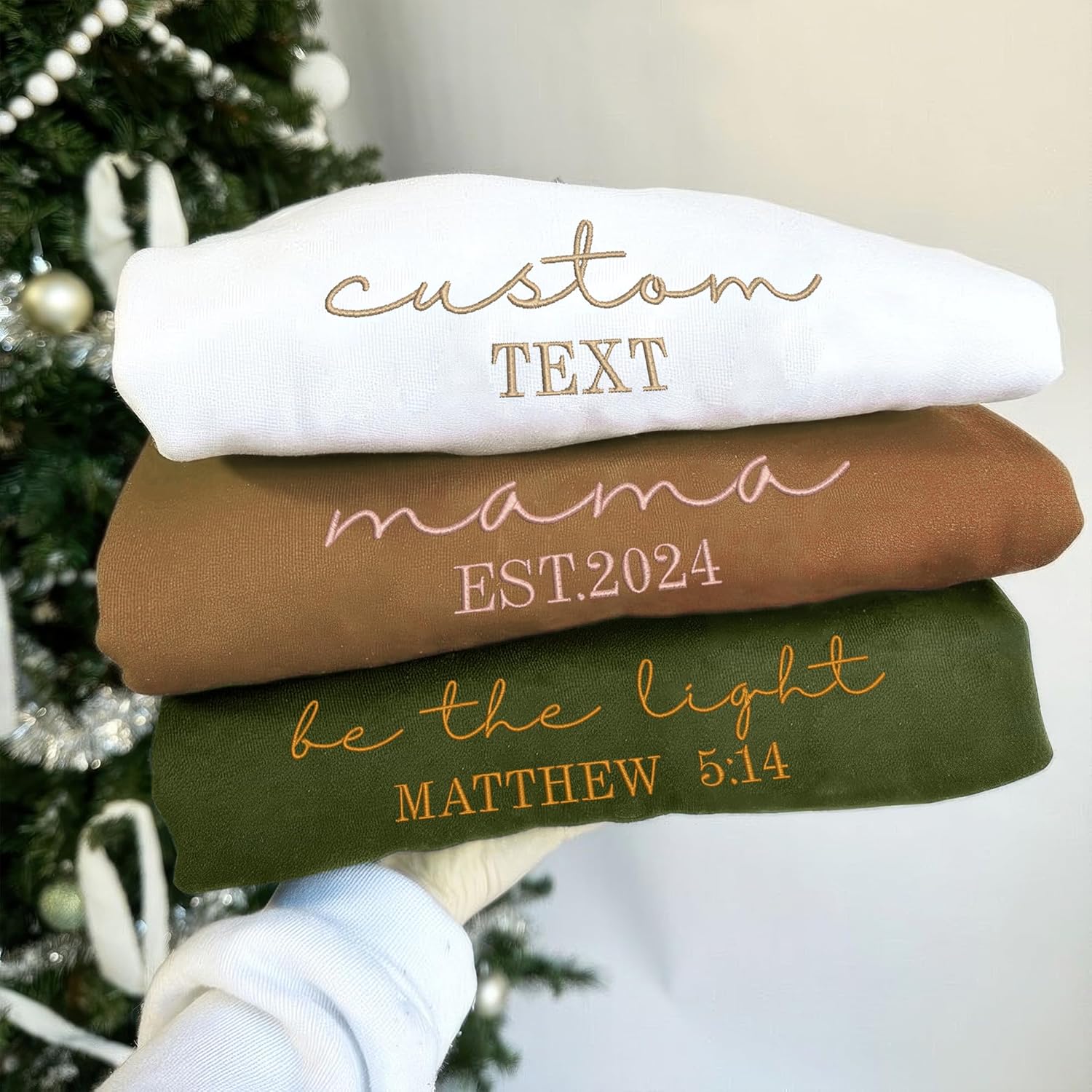 GODMERCH Custom Thread Color Embroidered Sweatshirt Design Your Own, Personalized Add Your Own Custom Text Sweatshirt
