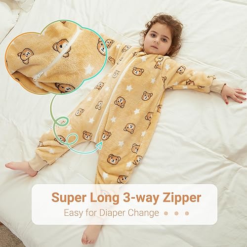 Miniatura 3 de MICHLEY Saco de dormir unisex de franela para bebé, pijama de manga larga, con cremallera, saco de dormir para otoño e invierno para niños y niñas