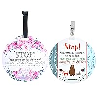 Vista 45 de Three Little Tots Paquete de dos señales de asiento de coche y cochecito de bebé en blanco y negro sin tocar - Seguridad probada por CPSIA