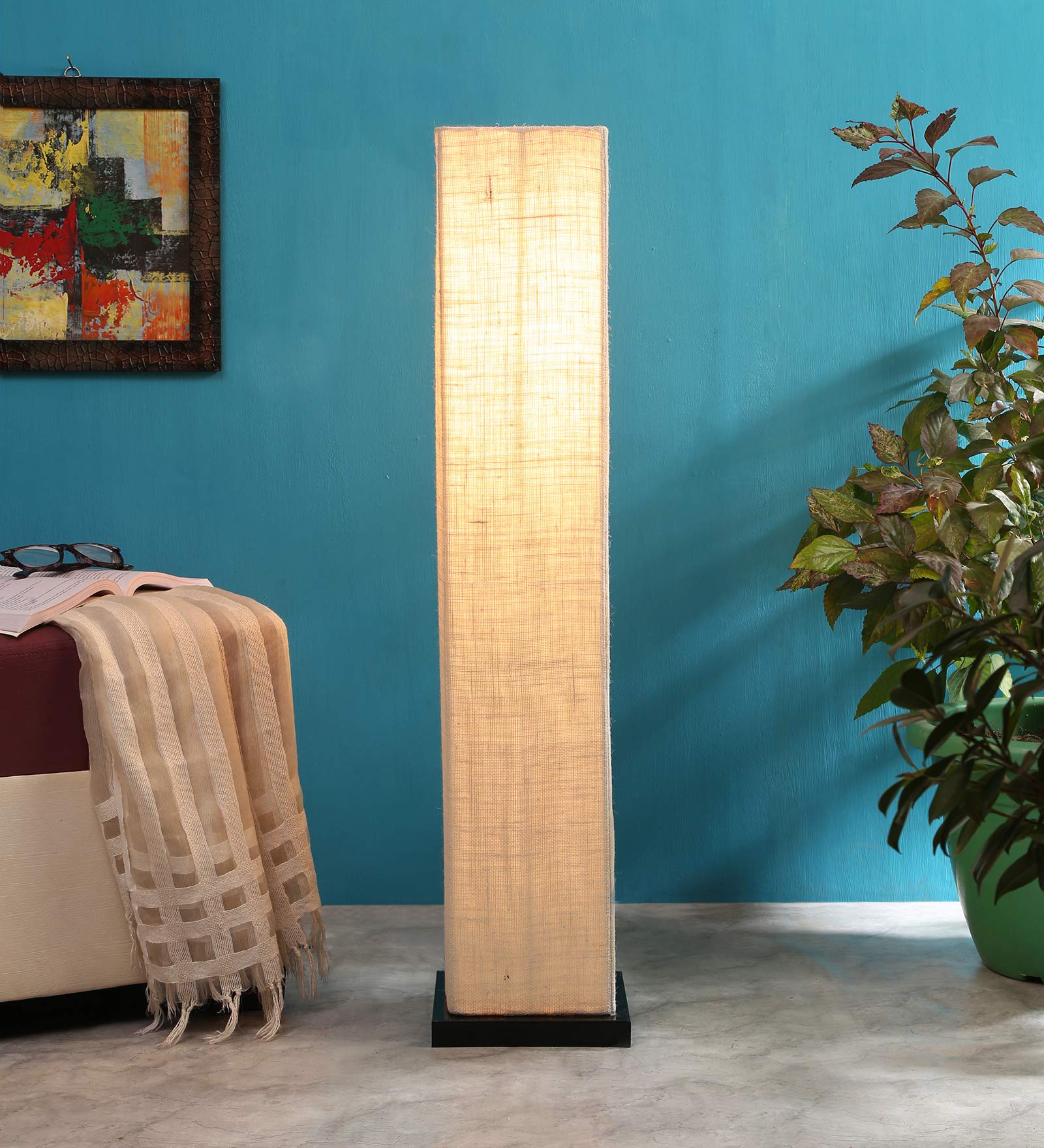 AMDHOME White Jute Square Wood Floor Lamps (White,Jute) 87-image-6