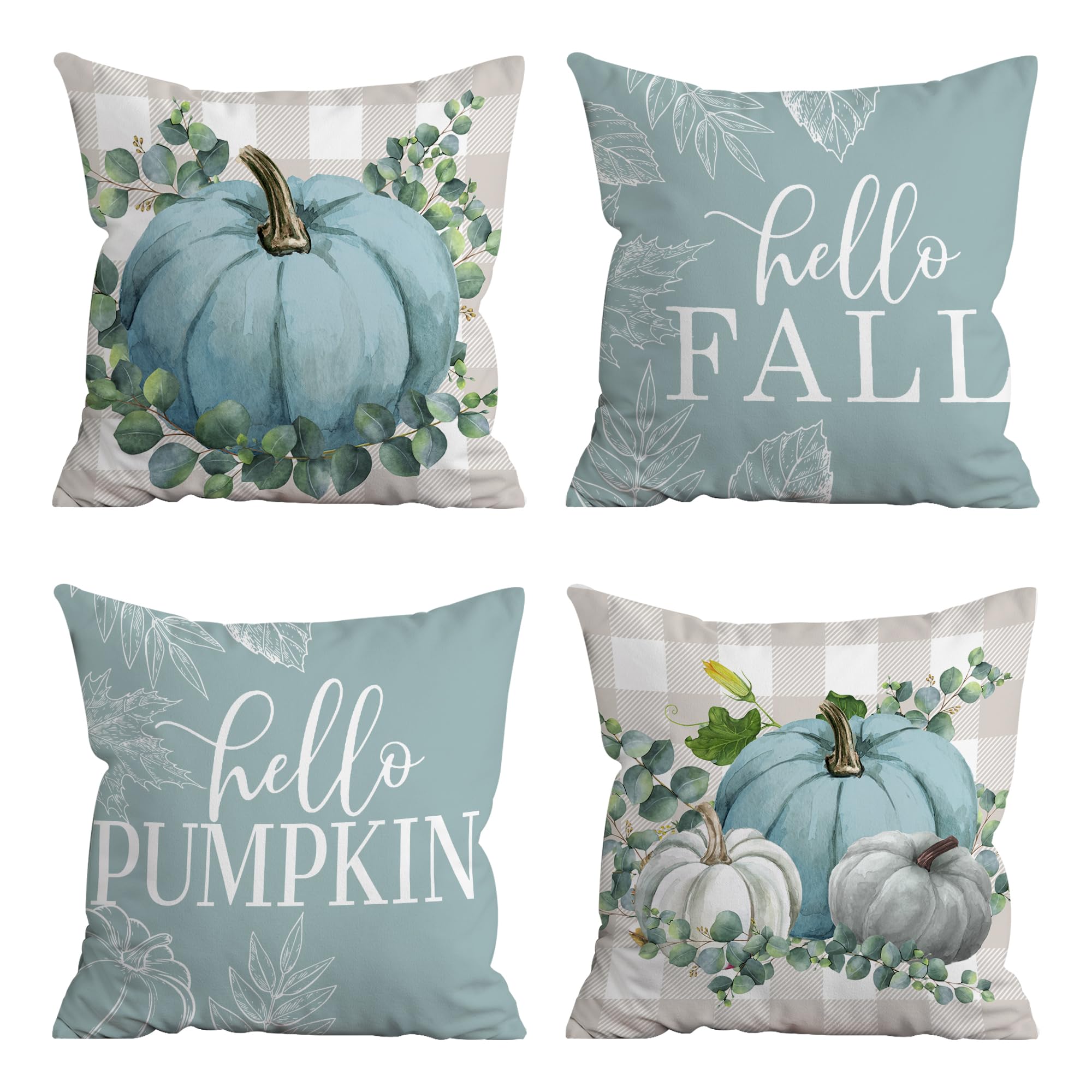Pinatas Fall Throw Pillow Cover 20x20, Teal Pumpkin Fall Pillow Covers Set of 4