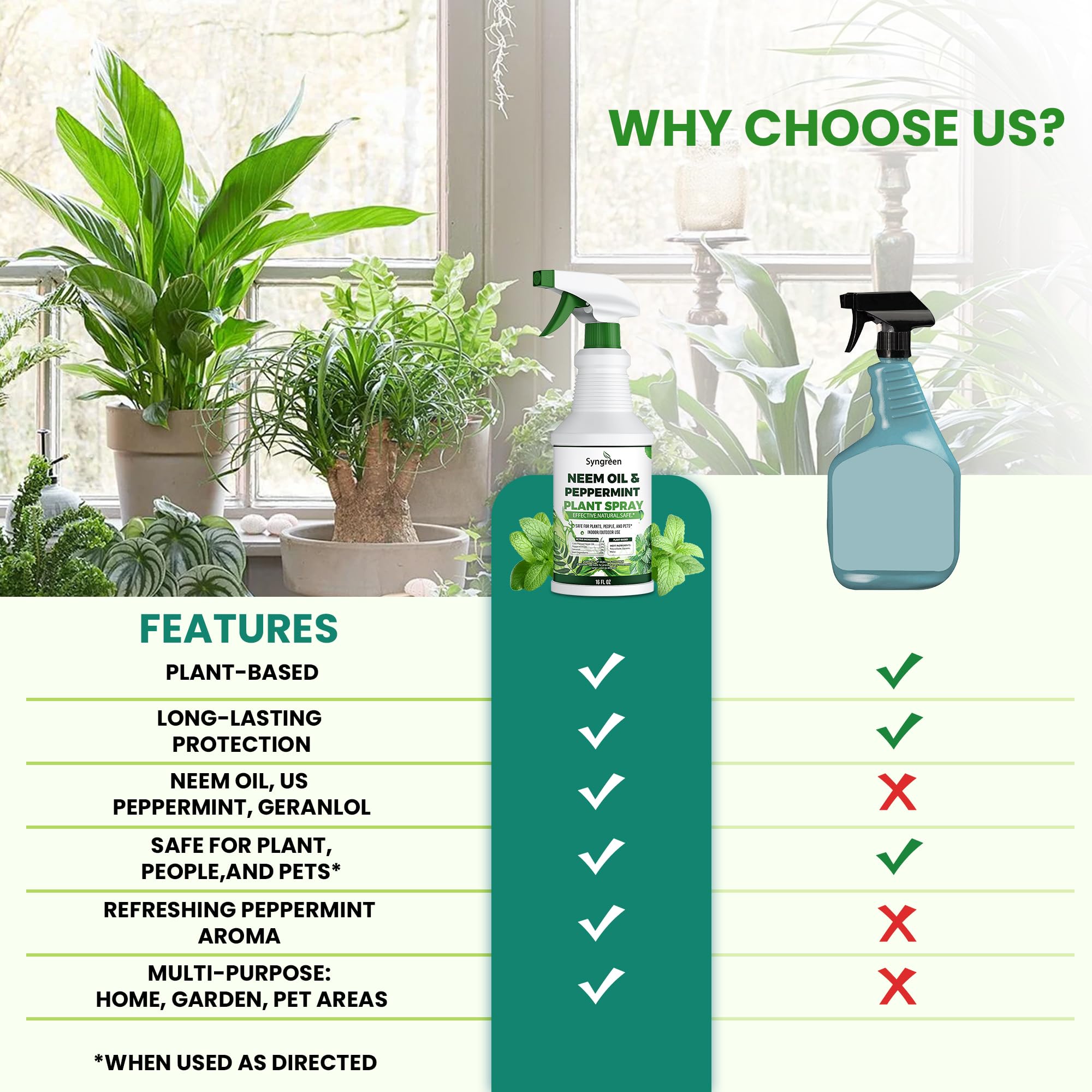 Aerosol de aceite de neem para plantas con menta, mantenimiento suave de hojas para vegetación interior y exterior, 16 onzas 7