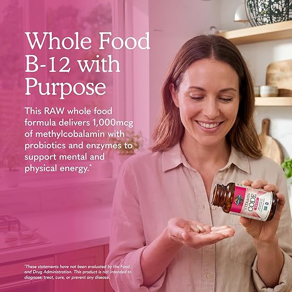 Garden of Life Vitamin Code Raw B-12 Methylcobalamin Vitamin B-12 for Digestive, Metabolism, Energy Support - Formula with Probiotics and Enzymes, Non-GMO, Gluten-Free, Vegan, 30 Capsules